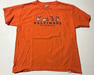 Baltimore Orioles Youth Large Orange T-Shirt Cartoon Birds Baseball